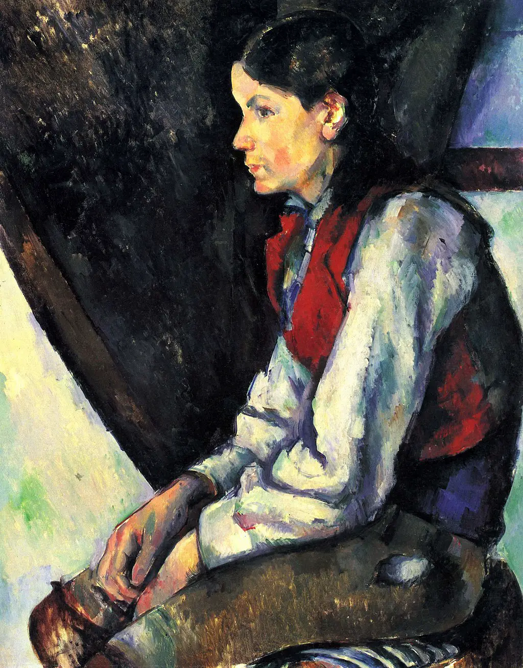 Boy in a Red Vest (1888–1890) in Detail Paul Cezanne